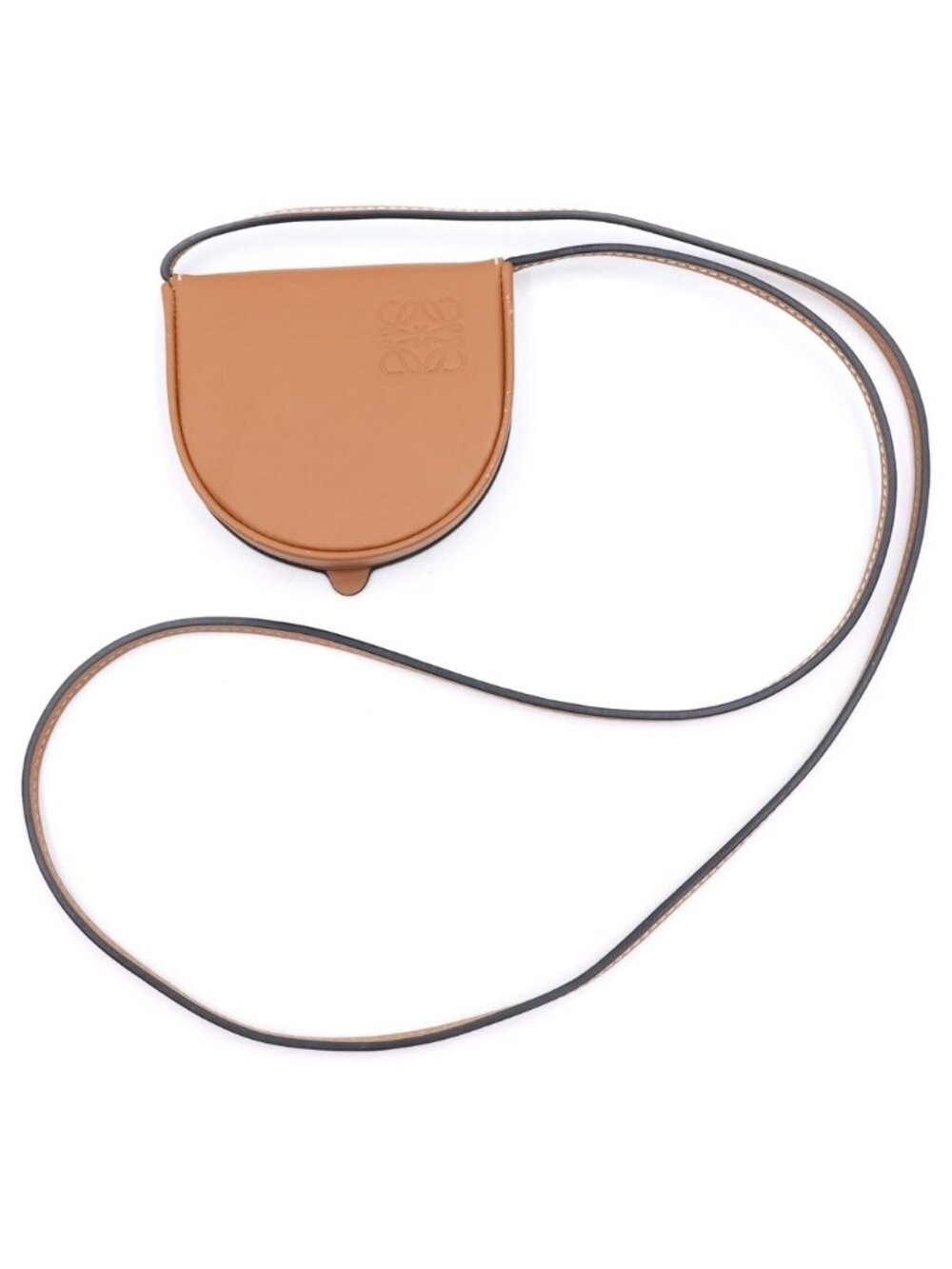 Loewe Anagram Leather Heel Pouch Coin Purse Mini Brown